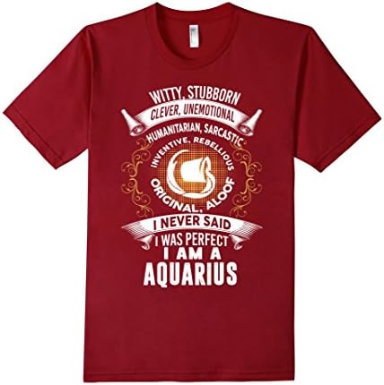 Men's Aquarius Zodiac Sign T-Shirt Birthday Gift Jan 20-Feb 18 Small Cranberry