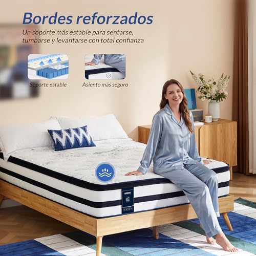 Grbsy Mattress 90 x 190 28 cm, Pocket Springs and Memory Foam Gel, Latex | 7-zone support, medium firmness, reinforced edges, breathable and stable, ideal for young people and individual apartments