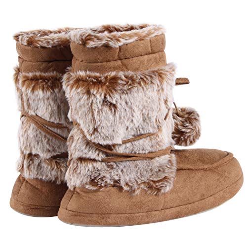 Home Slipper Womens Super Warm with Pom Poms Lined Tall Indoor Room