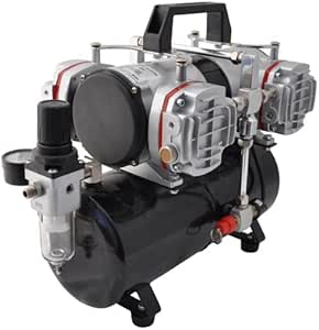 Master Airbrush TC-848 compressor with 4-piston design and 78 liters per minute airflow