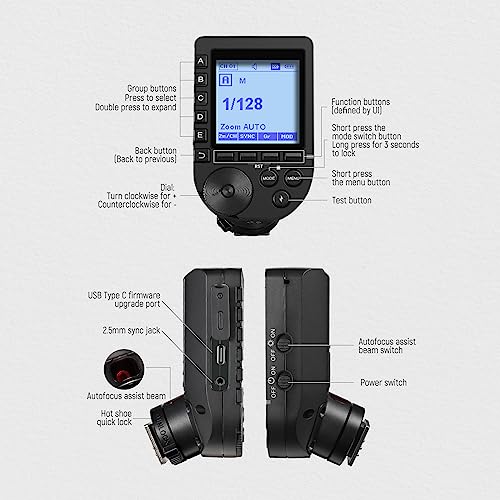 NEEWER Upgraded QPRO-C TTL Wireless Flash Trigger Compatible with Canon 1/8000s HSS Large Screen Slanted Design 5 Group 9 Customizable Functions for Q4 Q3 Z2 Z1 Z760 NW760 S101-300W PRO/400W PRO