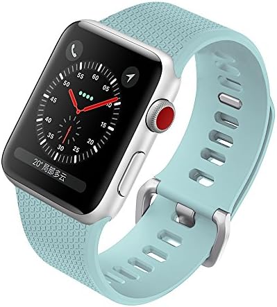 For Apple Watch Band,Guangzhi Soft Silicone Replacement Wrist Strap Band with Aluminum Buckle for iWatch Apple Watch Series 3,Series 2,Series 1,Sport,Edition,38mm,Turquoise