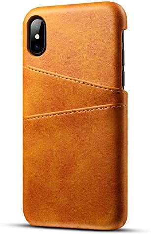 iPhone X - Leather Case with Card Holder, Support Wireless Charging. Thinnest Genuine Leather Cover Case (Vaqueta Brown)