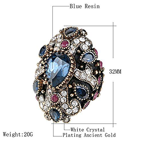 Anneaux de mariage vintage pour femme en cristal plaqué or antique - 10