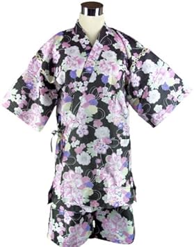 Amazon Co Jp レディース浴衣 甚平 Ruby レディース人気花柄 和柄 甚平女性用 A ブラック M L スポーツ アウトドア
