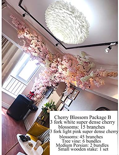 Artificial Cherry Blossom Trees Light Pink White Cherry Blossom Tree Fake Sakura Flower Indoor Outdoor Home Office Party Home Decor,B