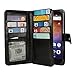 NextKin Case For Huawei Ascend XT H1611, Premium PU Leather Dual Wallet Folio TPU Silicone Cover, 2 Large inner Pockets Double flap Privacy, 9 Card Slots Holder Snap Button & Wrist Strap - Black