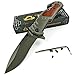 TEK Spring Assisted Opening Folding Rescue Pocket Knife - Titanuim Grey Handles with Beautiful Rosewood Inlay- Razor Sharp Drop Point Blade - Glass Breaker & Seat Belt Cutter Included - NEW