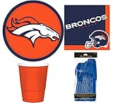 NFL Denver Broncos Plate, Napkin, Cup, Fork, Spoon, Knife Party Set for 8