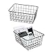 Metal Wire Storage Basket with Handles for Kitchen Food Pantry Papers Home Office Desk Shelf Bathroom Laundry Room Shelf Bedroom Bed Room, 2PCS (Black)