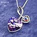 Swarovski Element Necklace Cupid's Arrow Love Heart Pendant Necklace for Women, Birthday Birthstone Jewelry Gifts for Girl, Amethyst Purple Pink Heart Crystal Necklace