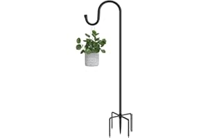 ANIDEER 48" Shepherds Hooks for Outdoor, Heavy Duty Garden Bird Feeder Pole for Hanging Bird Feeder, Plant Baskets, Solar Light Lanterns, Outdoor Plant Hanger Hook with 5 Base Prongs,1 Packs