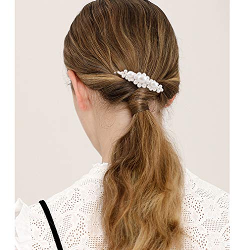 Cubaco Pearls Hair Clips for Girls Women Wedding Bridal,Hair Barrettes Hair Pins 5 Pack Silver Different Shapes Clip Hair Styling Tools Accessories for Women Gifts - Thumbnail 7