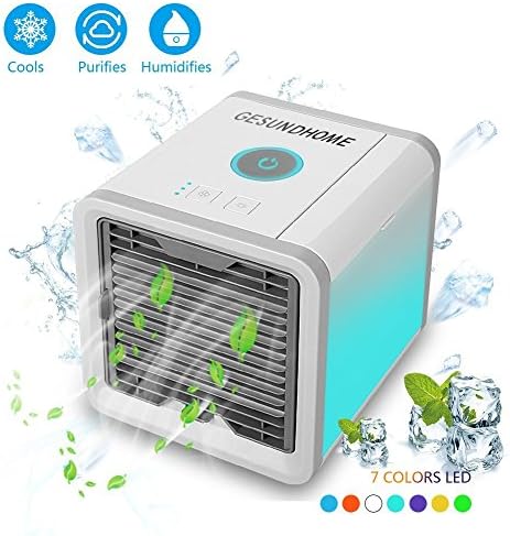 Portable Air Conditioner-Air Cooler-Arctic Air Conditioner-Mini Cooler 3-in-1 Personal Space Air Conditioner&amp;humidifier &amp; purifier with 7 Colors LED Lights,Silent Technology low noise,Perfect for Offi
