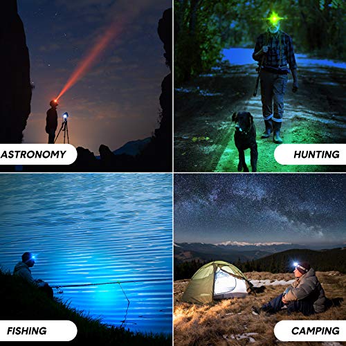 USB Rechargeable Headlamp Flashlight, 4 Colors 10 Modes Lightweight LED Headlights with Hand Induction Sensor IP45 Waterproof for Outdoor Reading Running Camping Hiking Cycling Fishing Hard Hat Helmet