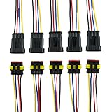 MUYI 5 Kit 4 Pin Way 18 AWG Waterproof Connector Wire 1.5mm Series Terminal Connector Black
