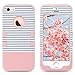 ULAK iPhone SE Case, iPhone 5 5S Case, Heavy Duty Protection Case with Hybrid High Soft Silicone + Hard PC Case Slim Fit for Apple iPhone 5/5S/SE (Minimal Rose Gold Stripes)