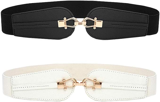 Cintura Donna Elasticizzata Nera Vita Alta Con Fibbia A D - Larga 2.5\" - Unbranded