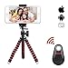 Camera Tripod Kingyee Flexible Tripod Stand Holder with Wireless Bluetooth Remote Control and Universal Cell Phone Mount Adapter for iPhone, Cellphone, Camera (7.5 In Black&Red)