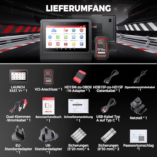 LAUNCH X431 V+ PRO 5.0, OBD2 Diagnostic Tool Professional ECU Coding, OE Level Multibrand Diagnostic Tray with Diagnostic Device Car with 55+ Reset Service, 2 Year Update Better for Workshops