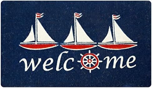 Envelor Home and Garden Handwoven, Nautical Coastal Extra Thick Doormat, Coir Outdoor Rugs Outdoor Doormat, Welcome Mat Entryway Door Mat For Patio, Coir Doormat (30 x 48, Nautical Sailboat)