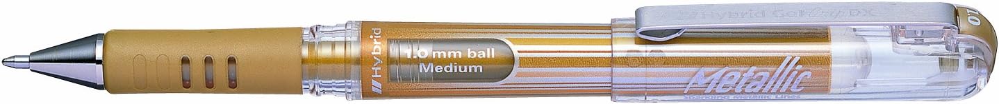 Pentel 1.0mm Tip Hybrid Gel Grip Dx Metallic Pen with Chunky Barrel - Gold, 1 count (Pack of 12)