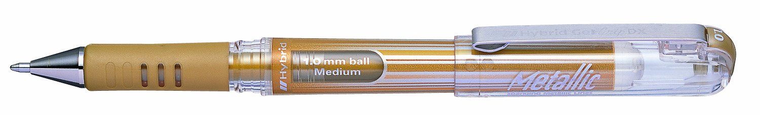 Pentel 1.0mm Tip Hybrid Gel Grip Dx Metallic Pen with Chunky Barrel - Gold