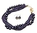 Fashion 21 Women's Twisted Multi-Strand Simulated Pearl Statement Necklace and Earrings Set (Purple Tone)