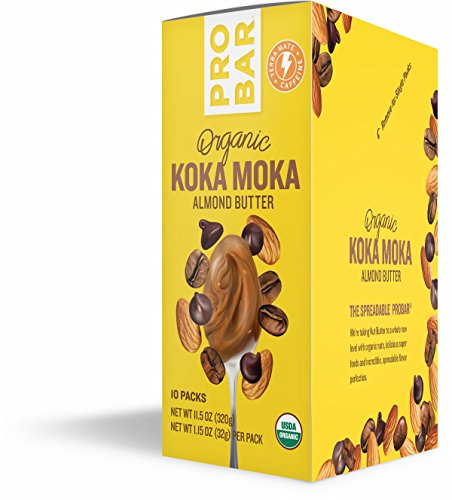 PROBAR - Organic Plant-Based Almond Butter - Koka Moka + Yerba Mate Caffeine - USDA Organic, Gluten Free, Non-GMO Project Verified, 5g Protein - Pack of 10