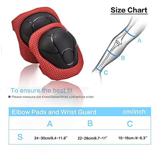 Kids/Youth Knee Pad Elbow Pads Guards Wrist Guards Protective Gear Set for Rollerblade Roller Skates Cycling BMX Bike Skateboard gs Scooter Riding Sports,Toddler for Multi-Sports Outdoor(Age3-7) Red