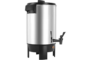 Uargd Commercial Coffee Urn, 30-Cup 152oz Hot Beverage Dispenser with Drip-Free Spout, 1090W Fast Brewing Coffee Maker, Autom