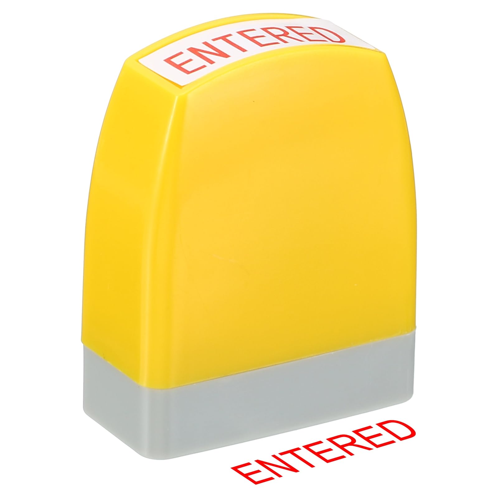 PATIKIL Entered Notice Stamp Self Inking, Red Ink Office Stamps Pre Inked Message Stamp Refillable Business Stamp, Yellow