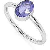 LUSTRE AND LIGHT Natural Tanzanite Stackable Ring for Women in Sterling Silver, December Birthstone Jewelry Gifts for Her (Round, Oval, Pear)