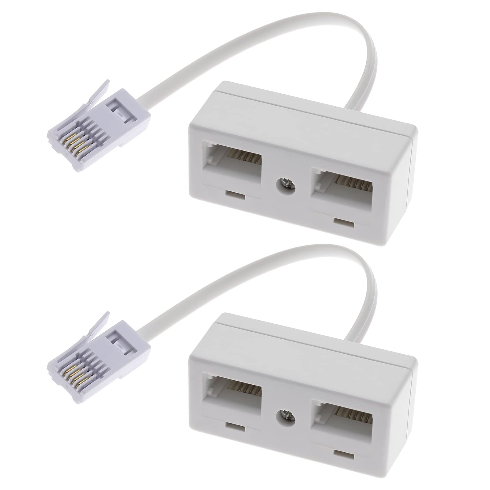 Create idea 2PCS Telephone Splitter 2 Way BT Phone Socket Adapter RJ11 BT Plug Male to 2 Female Double Phone Socket Adapter Standard British Telephone Distributor