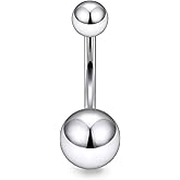 Ruifan ASTM F136 Titanium Belly Button Rings 16G 14G Ball Belly Navel Rings 6mm 8mm 10mm 12mm 14mm Bar Body Piercing Jewelry Navel Ring For Women