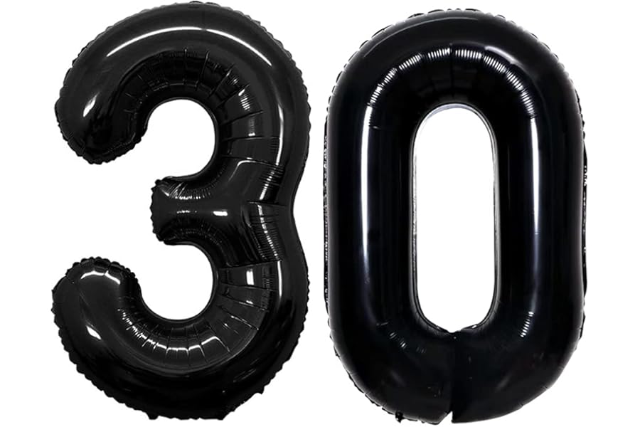 GOER Number 30 Balloons for 30th Birthday Party Decorations,42 Inch Jumbo Foil Helium Balloons for 30th Anniversary (Black)