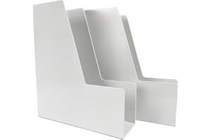 RHONZHAO Vertical File Holder, 2 pack Plastic Document Organizer and Magazine Organizer, Multi-purpose Document Organizer for Home Office (White)