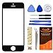 CrazyFire Compatible with iPhone 5 5S Black Front Outer Lens Glass Screen Replacement Repair Kit With 1MM Adhesive Tape+Tools Kit+1 Pair Tweezers+1 Roll Micro Wire Screen Seperator