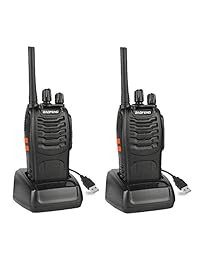 BaoFeng Walkie Talkie con auricular (versión actualizada BF-888S) preprogramado FRS Radio recargable de dos vías con carga USB, 2 unidades