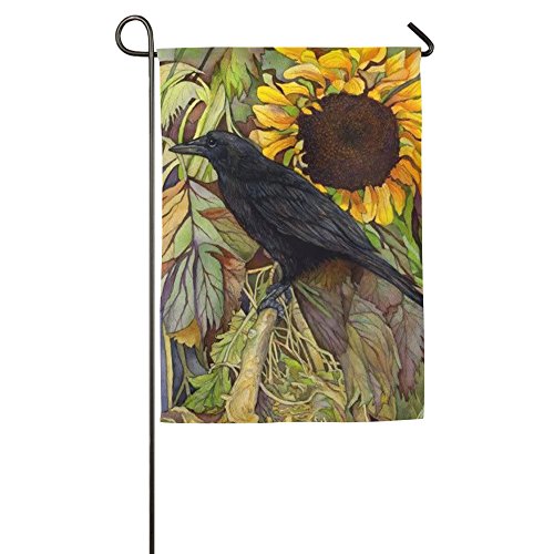 ZOUZYON Demonstration Parade Flag Family Party Flag Match Flag Yellow Sun Flower Black Crow Nature View Outdoor Flags Summer Large Design
