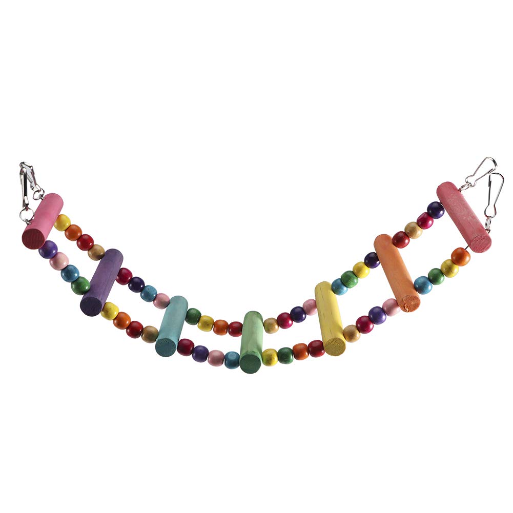 Bird Swing Toy, Wooden Hanging Stand Ladder with Beads Bird Chewing Toys for Cockatiel Parakeet Macaws Lovebirds Small Medium Birds