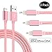SPEATE,iPhone Chargers 3PCS 3FT 6FT 10FT Nylon Braided Lightning USB Cable Cord Charger Compatible with iPhone X iPhone 8 8 Plus 7 7 Plus 6 6s 6 Plus, iPhone 5 5s,iPad, iPod (Rose Gold)