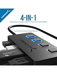Sabrent USB tipo C a 4 puertos 3.0 Hub con interruptores de alimentación individuales y LEDs, Negro (hb umc4   Nuevo)