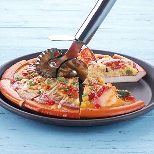 Pocktyle Stainless Steel Pastry Slicer Wheel Knife Pizza Roller Cutter Double Head Dough Lace Hob