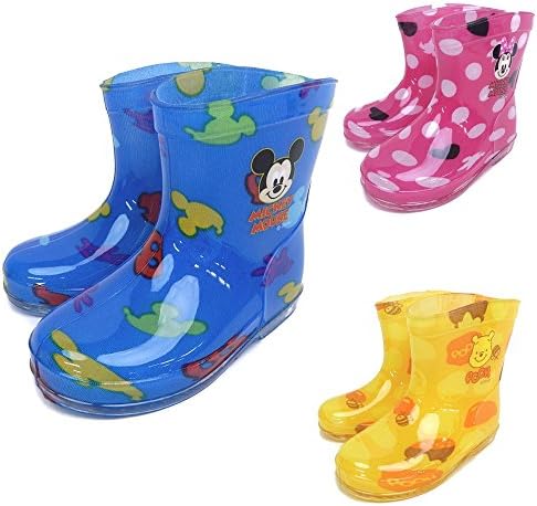 Amazon ディズニー イエロー 15cm 子供 レインブーツ 長靴 男の子 女の子 ミッキー ミニー プーさん 男児 女児 ベビー ベビーシューズ