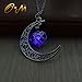 Onairmall Luminous Series Moon Love Heart Pendant Necklace Fluorescent Necklace,Glow in the Dark (Purple)