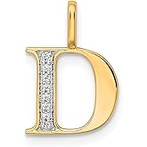 10k Yellow Gold Letter D Pendant for Women and Unisex Wear, Initial Jewelry with Clear Accent Stones, Real Gold Alphabet Charm Necklace, Identity Monogram Pendant for Everyday Fashion