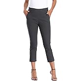 HDE Pull On Capri Pants for Women with Pockets Elastic Waist Cropped Work Pants