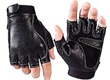 Fingerless Gloves Men, Driving Leather Gloves,Unlined with Vent Holes,Soft Comfortable Breathable Black Non-slip L