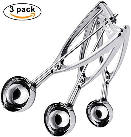 Good Grips Cookie Scoop Set,Trigger Ice Cream Scoop Melon Baller 3 Pc Set,Stainless Steel Spoon Scoopers Gift for Kids